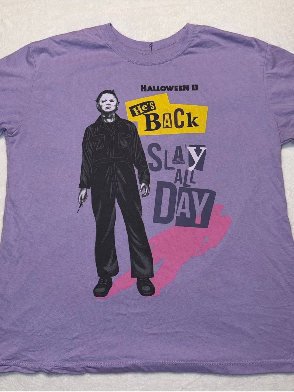 Official Halloween II Michael Myers "Slay All Day" Graphic Tee - Size Medium